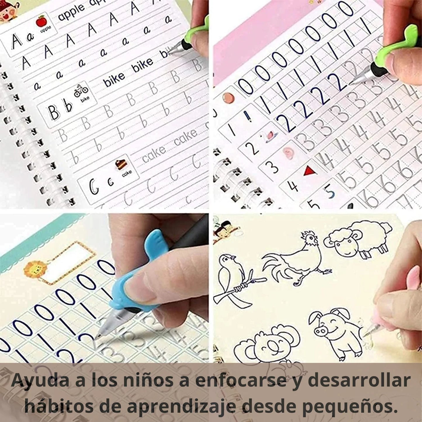 Set 4 Cuadernos Mágicos - Caligrafia Montessori