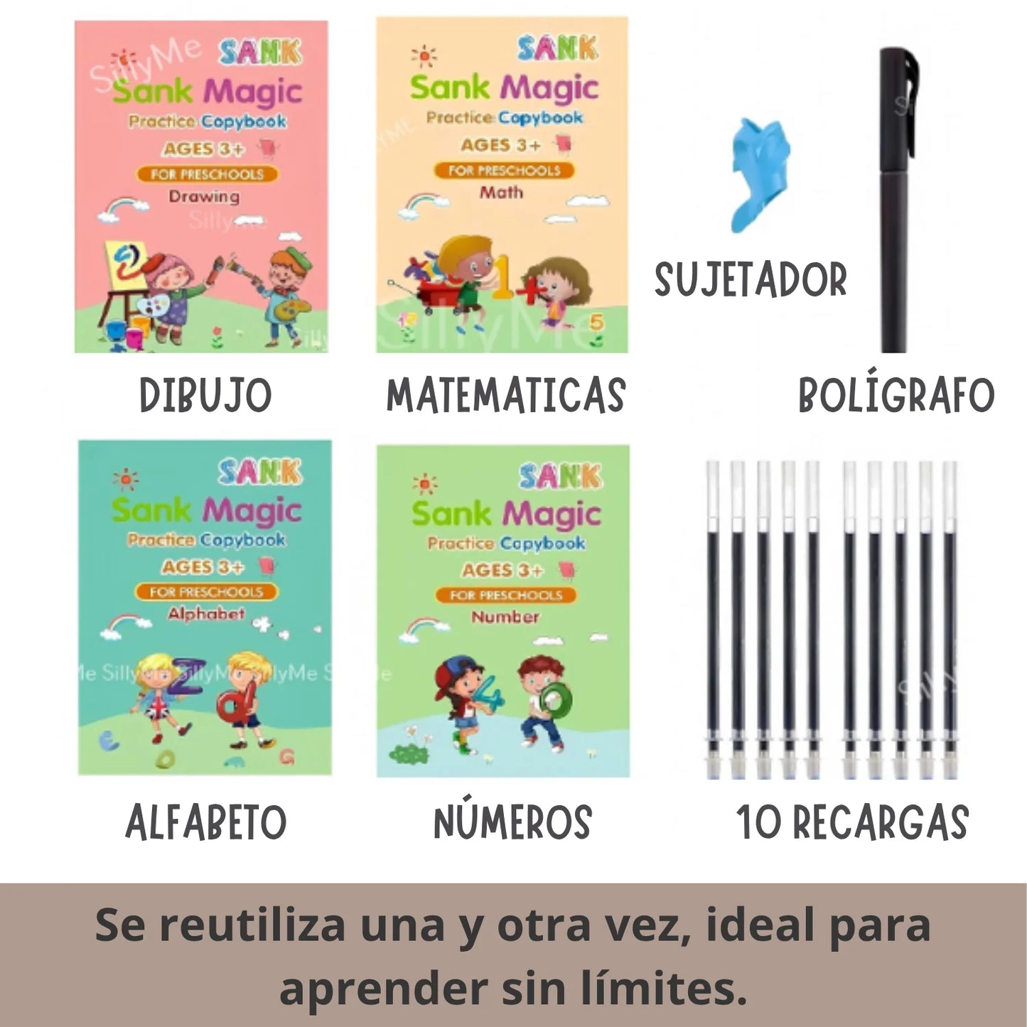 Set 4 Cuadernos Mágicos - Caligrafia Montessori