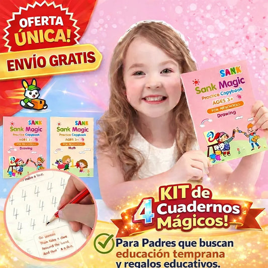Set 4 Cuadernos Mágicos - Caligrafia Montessori